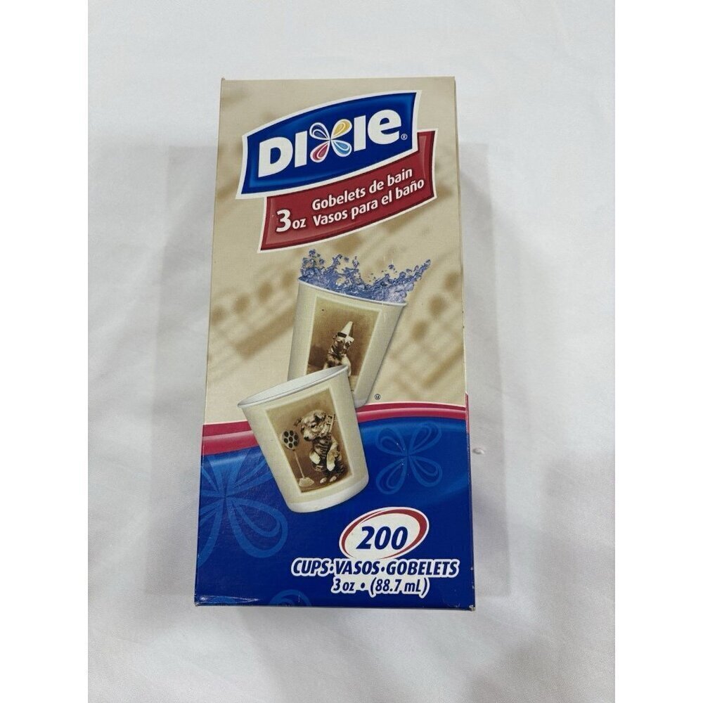 Vintage Dixie Bath Cups Refill Wax Open Box 61count Dog Theme